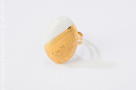 Ilse Collectie goud ovaal porseleinen ring