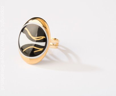 Ontmoeting Collectie goud ovaal porseleinen ring