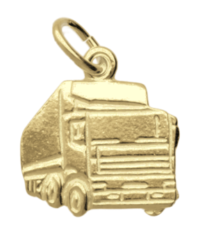 Gouden Vrachtwagen klein ketting hanger