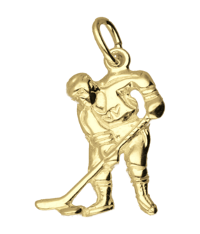 Gouden IJshockeyspeler ketting hanger