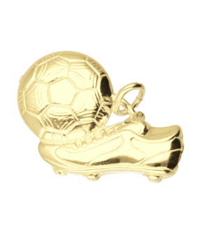 Gouden Voetbalschoen met bal groot ketting hanger