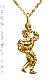 Gouden Bodybuilder ketting hanger