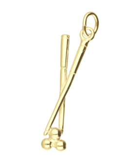 Gouden Biljartstokken met bal ketting hanger