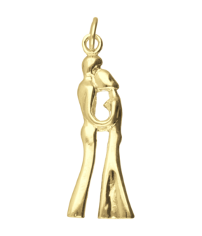 Gouden Danspaar Art Deco ketting hanger