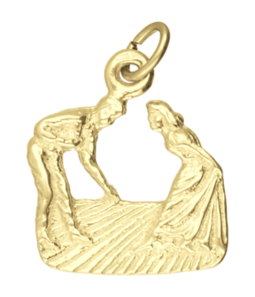 Gouden Danspaar vragend ketting hanger