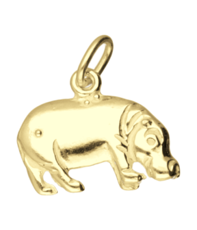 Gouden Nijlpaard ketting hanger