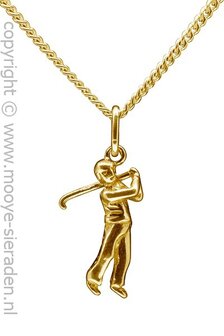 Gouden Golfspeler ketting hanger