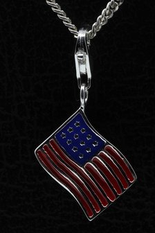 Zilveren Amerikaanse vlag USA Stars and stripes hanger en/of bedel