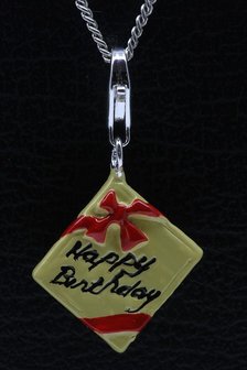 Zilveren Verjaardagscadeau Happy Birthday hanger en/of bedel
