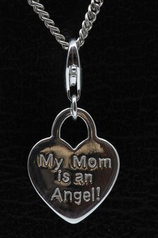 Zilveren Hartje My Mom is an Angel hanger en/of bedel