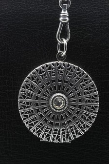 Foto medaillon Rond met Swarovski kristal 2 foto&#039;s ketting hanger zwaar verzilverd