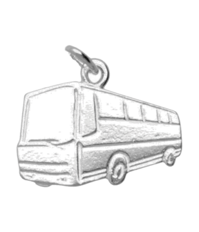 Zilveren Autobus ketting hanger - 1