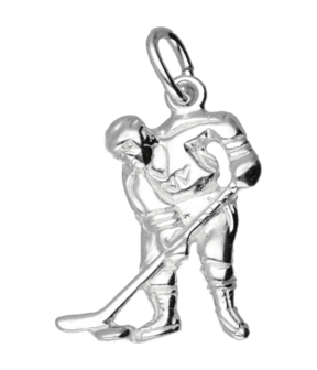 Zilveren ijshockey speler ketting hanger