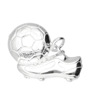 Zilveren Voetbalschoen ketting hanger - groot met bal