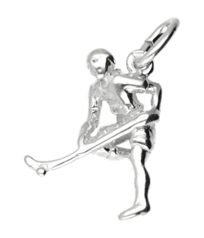 Zilveren Hockey speler ketting hanger