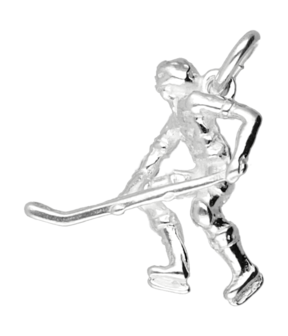 Zilveren IJshockey speler ketting hanger - 1