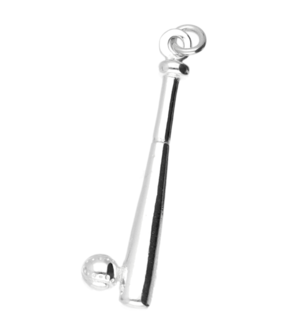 Zilveren Honkbalknuppel met bal XL ketting hanger