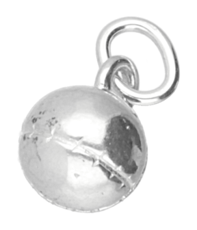 Zilveren Kaatsbal middel massief ketting hanger