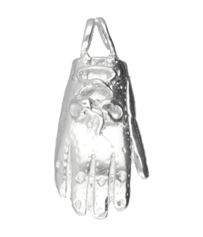 Zilveren Kaats handschoen ketting hanger
