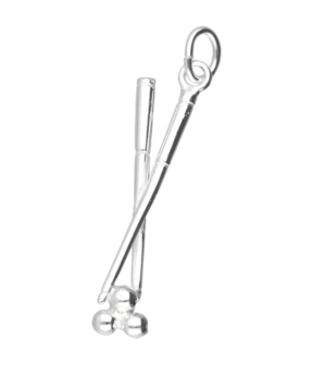 Zilveren Biljartkeu ketting hanger - met bal