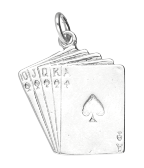 Zilveren Kaartspel ketting hanger