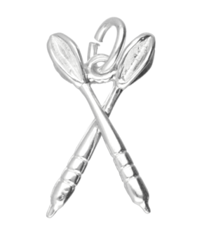 Zilveren Dartpijlen gekruist klein ketting hanger