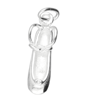 Zilveren Balletschoen ketting hanger - enkelstrik