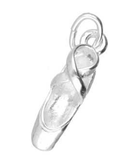 Zilveren Balletschoen ketting hanger - klein