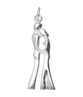 Zilveren Danspaar Art Deco ketting hanger