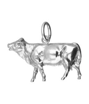 Zilveren Koe massief groot ketting hanger