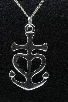 Zilveren Hoop, geloof en liefde ketting hanger - massief XL