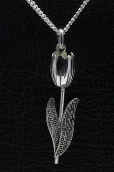 Zilveren Tulp ketting hanger