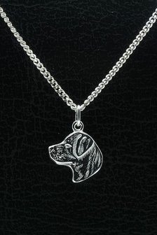 Zilveren Rottweiler ketting hanger