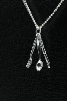 Zilveren Bestek ketting hanger - klein