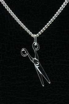 Zilveren Schaar ketting hanger - middel