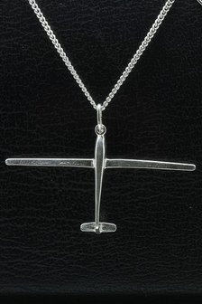 Zilveren Zweefvliegtuig ketting hanger
