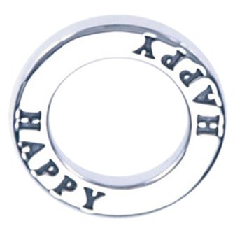 Zilveren Happy ring ketting hanger