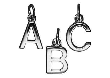 Zilveren Blokletter B massief ketting hanger - gepolijst