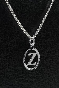 Zilveren Letter Z ketting hanger - rond
