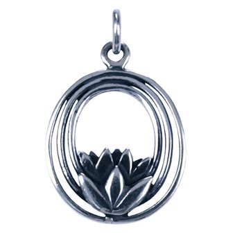 Zilveren Lotus ketting hanger