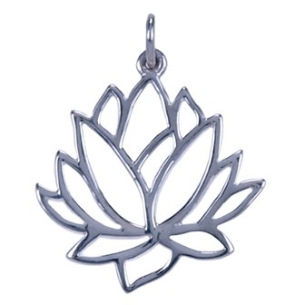 Zilveren Lotus ketting hanger - zijaanzicht