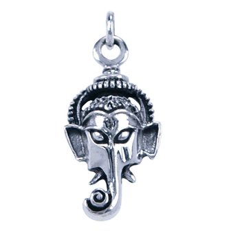 Zilveren Ganesha ketting hanger - hoofd