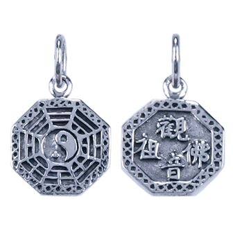 Zilveren Trigrammen ketting hanger - 2