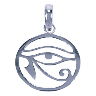 Zilveren Oog van Horus ketting hanger - rond