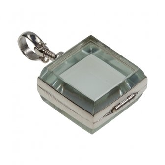 Zilveren Foto medaillon in glas vierkant ketting hanger - 2 foto&#039;s