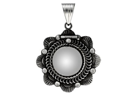 Zilveren Foto medaillon Bloem fantasie ketting hanger