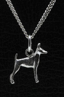 Zilveren Amerikaanse toy terrier ketting hanger - klein