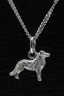 Zilveren Australische shepherd met staart ketting hanger - klein