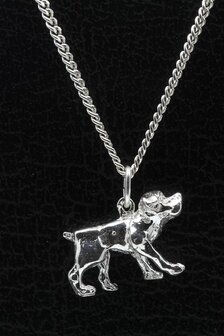 Zilveren Rottweiler pup ketting hanger - groot
