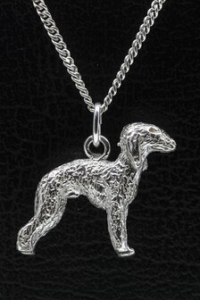 Zilveren Bedlington terrier ketting hanger - groot